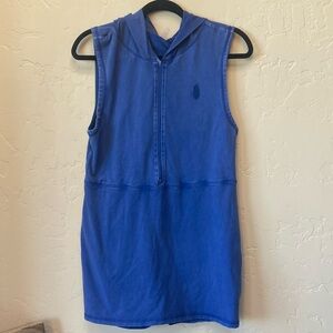 Free people, movement blue hooded sleeveless dress attached shorts